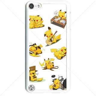 Pokemon Popular Cute Pikachu Apple iPod Touch iTouch 5th Generation Hard Plastic Black or White cases (White) Cell Phones & Accessories