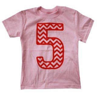 Happy Family No. 5 Chevron Print Girls Fifth Birthday Light Pink T Shirt (6T) : Novelty T Shirts : Baby