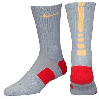 Nike Elite Basketball Crew Socks   Mens   Basketball   Accessories   Wolf Grey/Atomic Mango