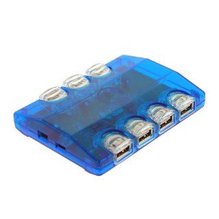 7 Port LED USB 2.0 Hub, Clear Blue: Computers & Accessories