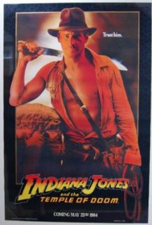 1984 Harrison Ford in Indiana Jones and the Temple of Doom Original Advance 27x41" Movie Poster: Entertainment Collectibles