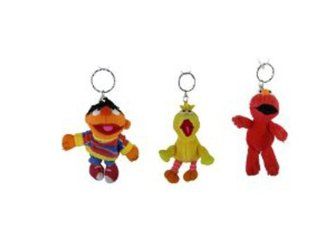 3 Piece Sesame Street Plush Keychains   Sesame Street Keychains: Toys & Games