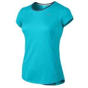 Nike Dri FIT Racer Short Sleeve T Shirt   Womens   Running   Clothing   Gamma Blue/Dark Armory Blue/White