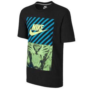 Nike Tiger Hazard T Shirt   Mens   Casual   Clothing   Black/Dark Grey Heather/University Blue