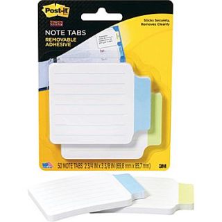 Post it Paper Note Tabs, Blue and Green, 2 3/4 x 3 3/8, 50 Tabs/Pack