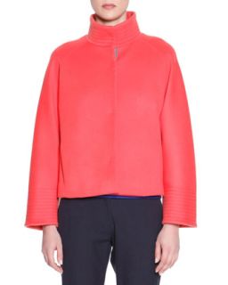 Womens Snap Front Boxy Jacket   Piazza Sempione   Coral (48/14)