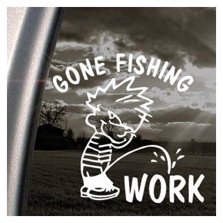Funny Gone Fishing Decal Car Truck Window Sticker: Automotive