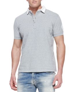 Mens Short Sleeve Pique Polo Shirt   Diesel   Grey (MEDIUM)
