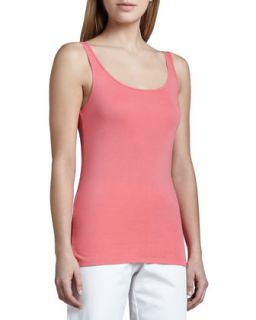 Womens Organic Cotton Long Tank, Petite   Eileen Fisher   Peony (PL (14/16P))