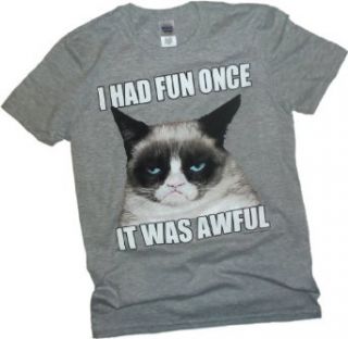 "I Had Fun Once   It Was Awful"    Grumpy Cat Adult T Shirt, Small: Clothing