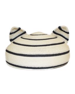Caterina Striped Hat with Animal Ears   Eugenia Kim   Ivory (ONE SIZE)