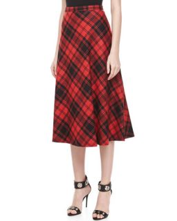Womens Fairfax Plaid A line Skirt, Black/Crimson   Michael Kors  