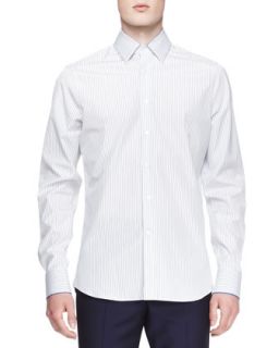 Mens Striped Cotton Long Sleeve Shirt   Alexander McQueen   Whtblu (S/50)