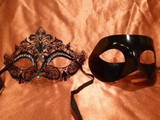 Venetian mask Black mask Masquerade Ball mask His and Hers mask Laser Cut metal mask with Rhinestones: Everything Else