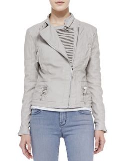 Womens Faux Leather Asymmetric Zip Moto Jacket, Taupe   Blank   Taupe (XS)