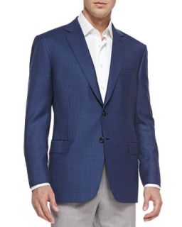 Mens Check Wool Jacket , Blue   Brioni   Blue (50R)