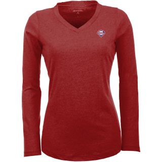 Antigua Philadelphia Phillies Womens Flip Long Sleeve V neck T Shirt   Size: