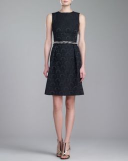 Womens Jewel Neck Brocade Dress, Caviar   St. John Collection   Caviar (2)