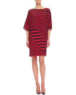 Womens Mix Stripe Jersey Dress   Michael Kors   Midnight/Crimson (X SMALL)