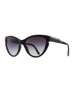 Cat Eye Sunglasses, Black   Stella McCartney   Blk/ blk gradent