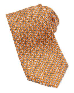 Mens Mini Flower Pattern Silk Tie, Orange   Orange