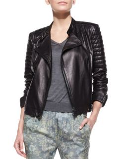 Womens Crista Leather Moto Jacket   J Brand Ready to Wear   Black (X SMALL)