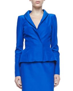 Womens Peplum Faille Jacket, Lapis Blue   Oscar de la Renta   Lapis blue (6)