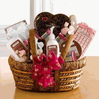 Think Pink Luxury Spa and Chocolate Basket Valentine's Idea for Her Birthday Gift Idea for Her : Gourmet Chocolate Gifts : Grocery & Gourmet Food