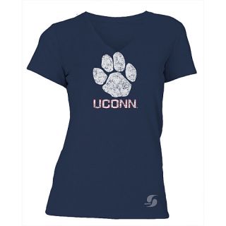 SOFFE Womens Connecticut Huskies No Sweat V Neck Short Sleeve T Shirt   Size
