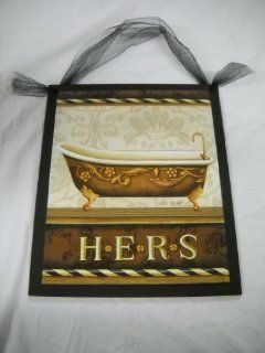 His and Hers Bathroom Wooden Wall Art Sign Set of Two Bath Decor   His Hers Toilet