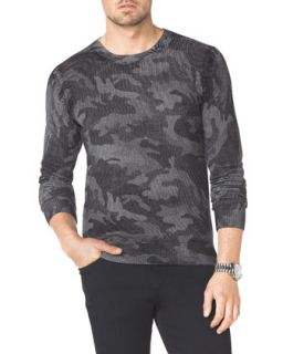 Mens Camo Print Knit Sweater   Michael Kors   Heather grey (XX LARGE)