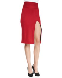 Womens Tani Front Slit Knit Pencil Skirt   Alice + Olivia   Royal red (6)