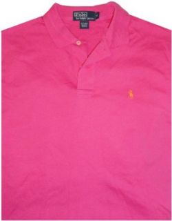 Men's Polo By Ralph Lauren Short Sleeve Polo Shirt Pink with Orange Pony (Large) at  Mens Clothing store: