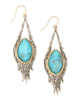 Elements Cholulian Turquoise & Silvery Feather Drop Earrings   Alexis Bittar  