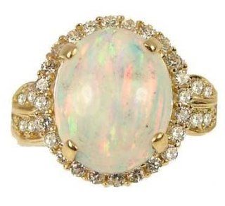 14k Yellow Gold, Fancy Composite Faux Fire Opal Ring Lab Created Gems: Jewelry