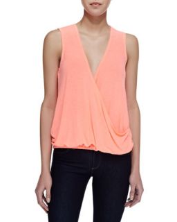 Womens Polly Neon Cross Front Tank, Pink   Lovers + Friends   Pink (LARGE)
