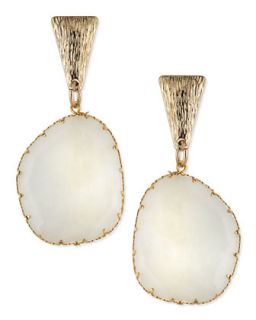 White Drop Earrings with Brushed Golden Finding   Panacea   White