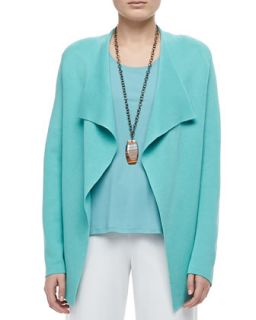 Womens Silk Cotton Interlock Jacket, Petite   Eileen Fisher   Wintergreen (PP