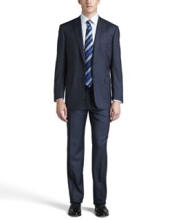 Mens Wool Peak Lapel Suit, Blue   Brioni   Blue (40S)