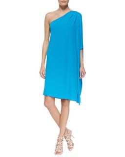 Womens One Shoulder Tissue Matte Jersey Dress, Pool   Michael Kors   Pool (10)