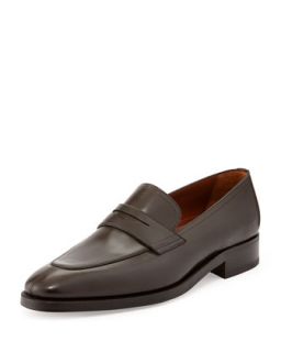 Mens Lux Calfskin Penny Loafer, Brown   A.Testoni   (12)