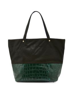 Essex Croc Embossed Faux Leather Tote, Hunter   Deux Lux