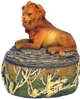 Lion Laying On Rock Poly Resin Trinket Boxes : Decorative Hanging Ornaments : Patio, Lawn & Garden