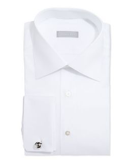 Mens Basic French Cuff Solid Dress Shirt, White   Stefano Ricci   White