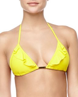 Womens Ruffled Triangle String Bikini Top   Vix   Yellow (LARGE/10 12)
