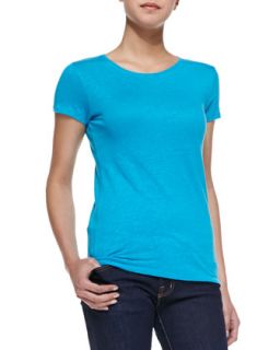 Womens Stretch Linen Short Sleeve Tee   Majestic Paris for   