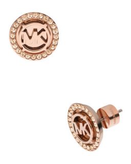 Logo Pave Stud Earrings, Rose Golden   Michael Kors   Rose gold