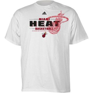 adidas Mens Miami Heat Bankshot Short Sleeve T Shirt   Size: Small, White