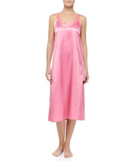 Womens Cassis Long Satin Gown, Pink/Coral   Louis at Home   Hot pink/C (XS)