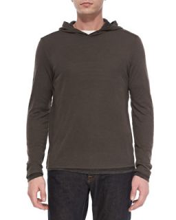 Mens Double Layer Hoodie Pullover, Gray   Vince   Gray (XX LARGE)